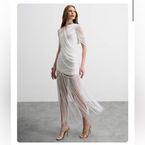 Andrea Almeida Carolina Dress white fringe
